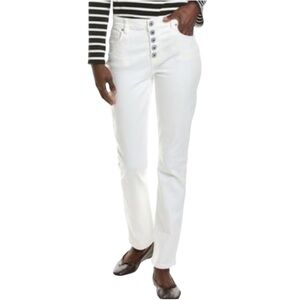 CAbi #6284 Ivory High Waisted Button Fly Straight Jeans Size 8 EUC